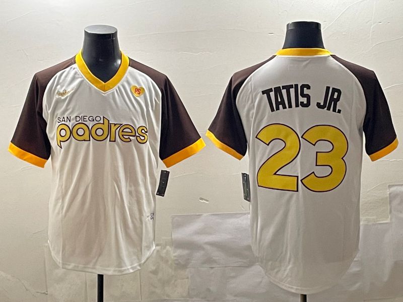 Men San Diego Padres #23 Tatis jr White Throwback Game 2025 Nike MLB Jersey style 1